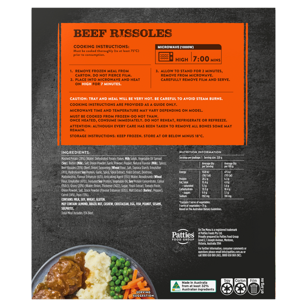 Pub Faves Beef Rissoles 320g