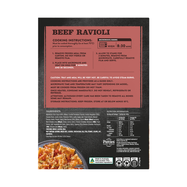 Mains Beef Ravioli 400g