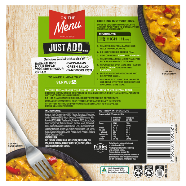 Just Add Keralan Coconut Chicken Curry and Vegetables 450g