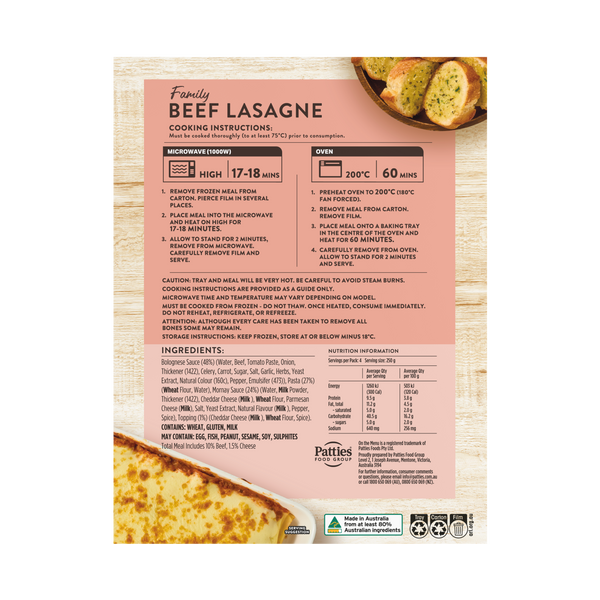 Family Beef Lasagne 1kg