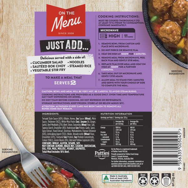 Just Add Teriyaki Meatballs & Vegetables 450g